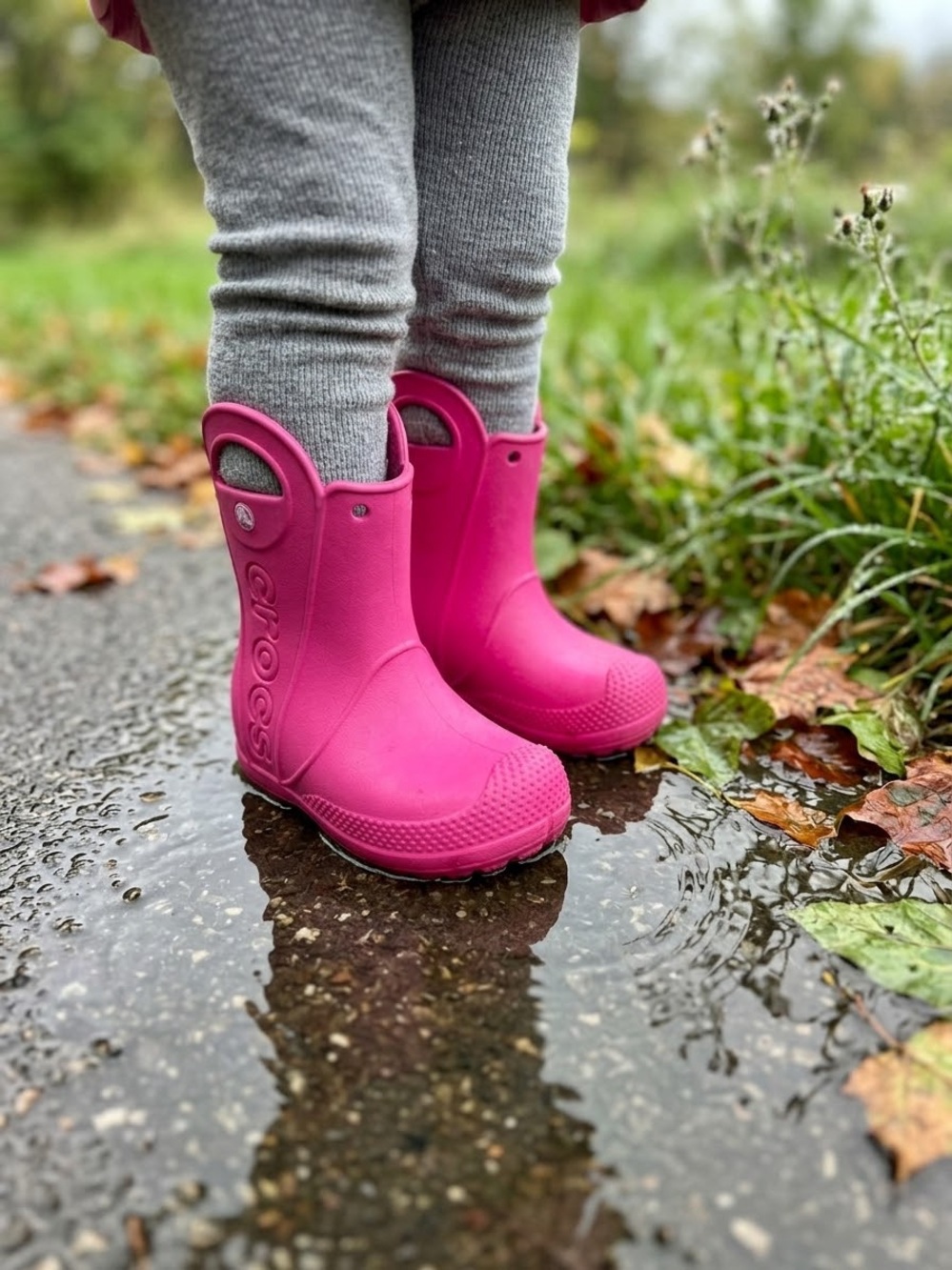 CROCS Kids Bright Pink Handle-it Rain Boots